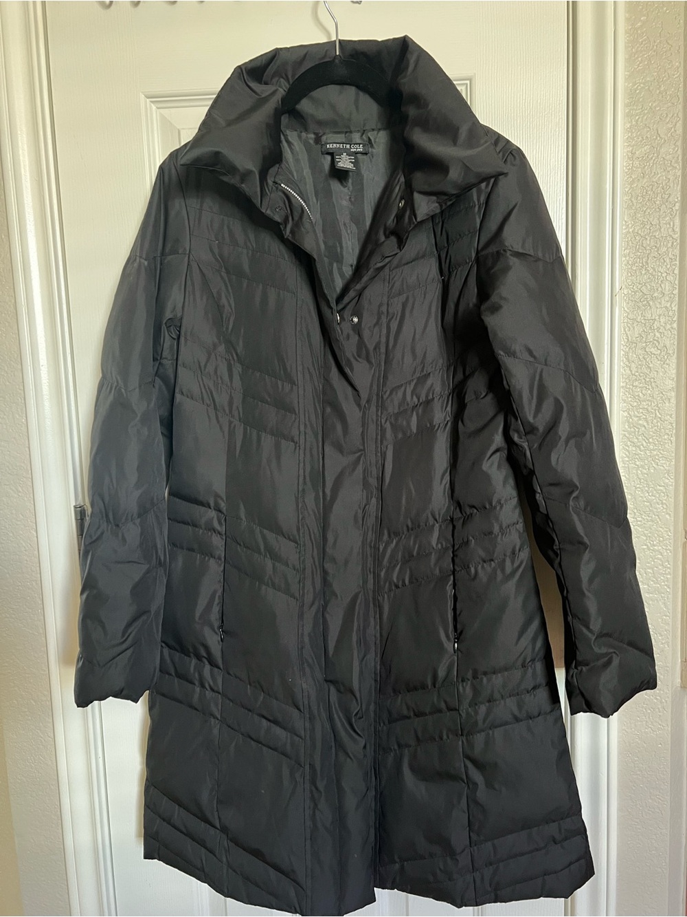 Black Quilted Long Puffer Coat - M